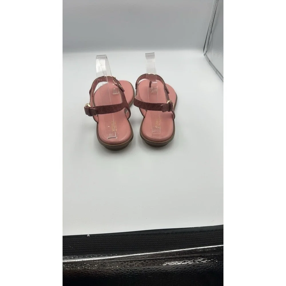 Michael‎ Kors Women's Sandals Size 9.5 Pink Gold T-Strap Slip On Summer Shoes